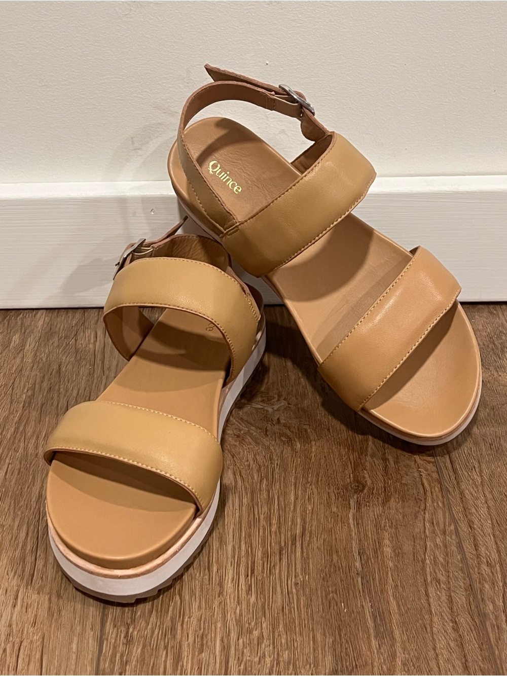 Quince Italian Leather Platform Sandal in Cashew